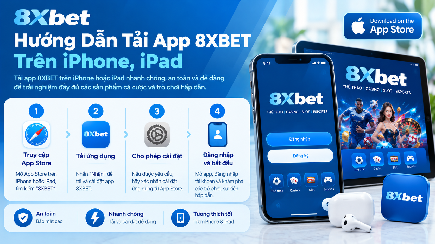 Hướng dẫn tải app 8XBET trên iPhone và iPad